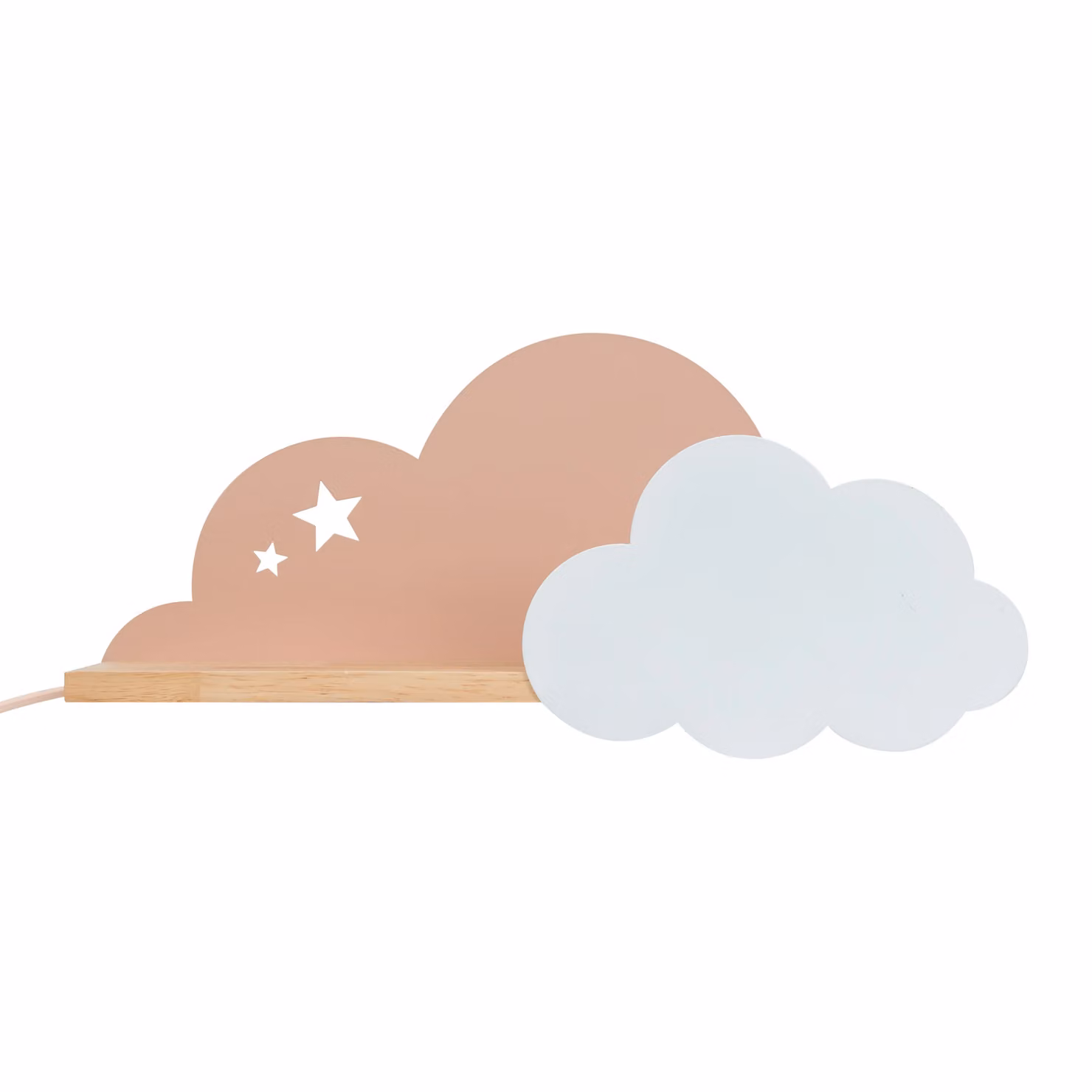 ValueLights Kids Pink and White Cloud Design Plug-in Wall Light with Shelf and Pull Cord Switch