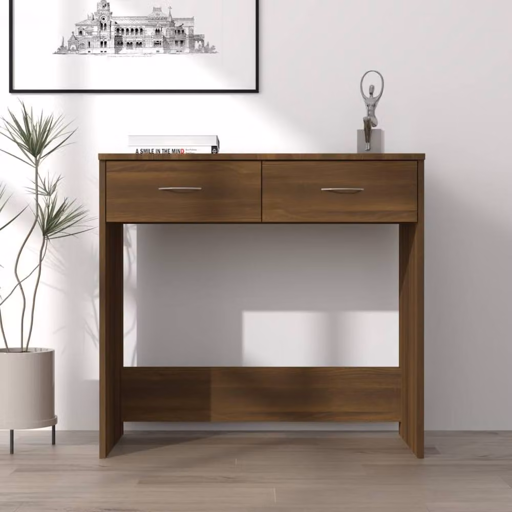 Berkfield Home Modern Writing Desk in Brown Oak, W/D/H: 80 x 40 x 75 cm – 2