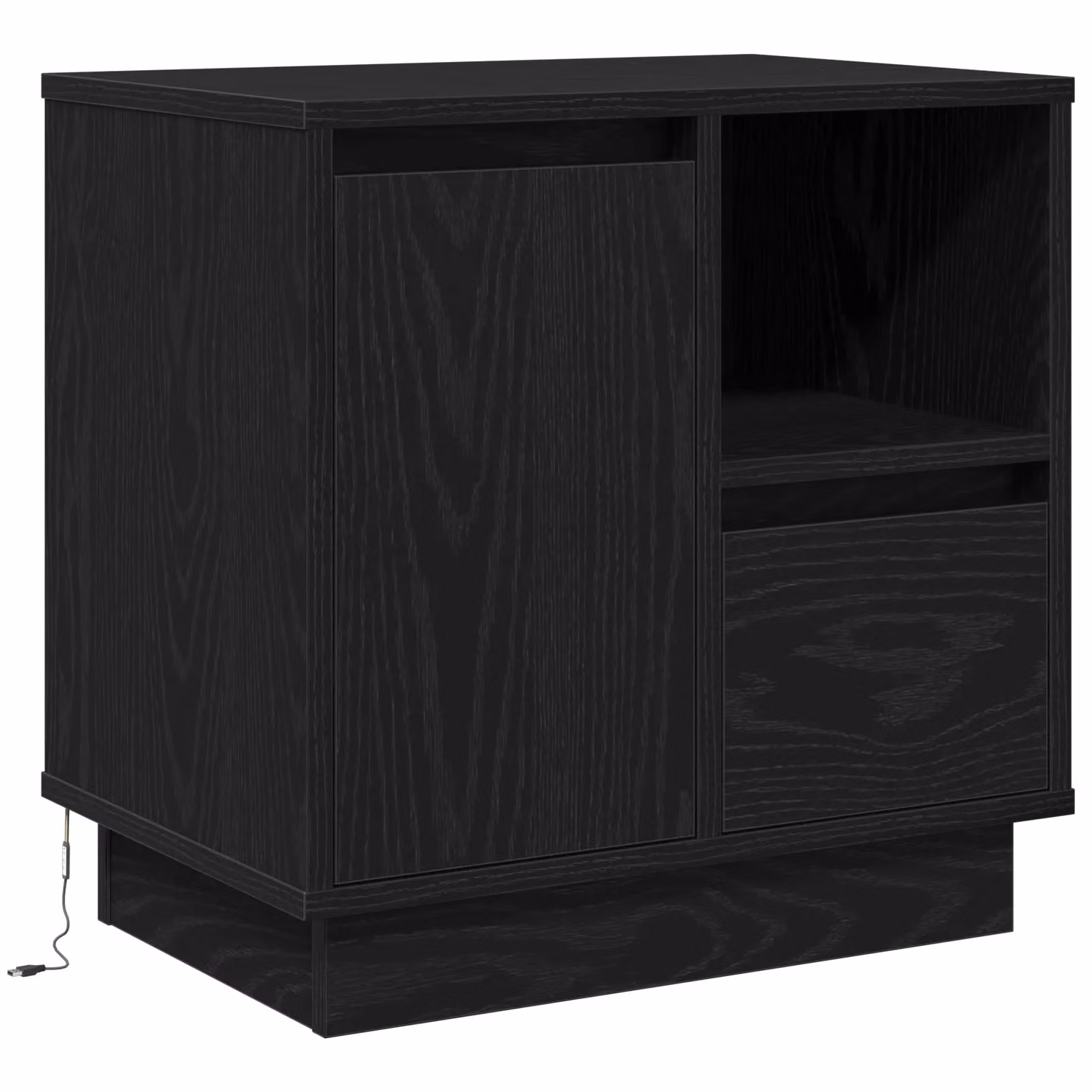 Berkfield Home Set of 2 Modern Black Oak Bedside Cabinets with Integrated LED Lighting, W: 50 cm, D: 34 cm, H: 50 cm – 4