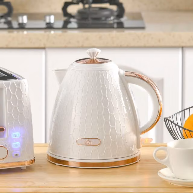 HOMCOM Electric Kettle with Auto Shut-off, 1.7 l, White – 1