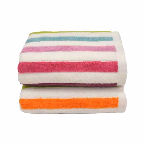 Allure Bath Fashions Cali Multi Striped Hand Towels, Pack of 2, Multicolour, 100% Cotton, W: 50 cm, H: 85 cm
