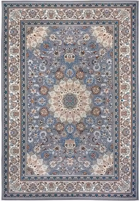 Vintage Oriental Indoor and Outdoor Woven Rug in Grey and Blue, Polypropylene, Width: 285.0 cm