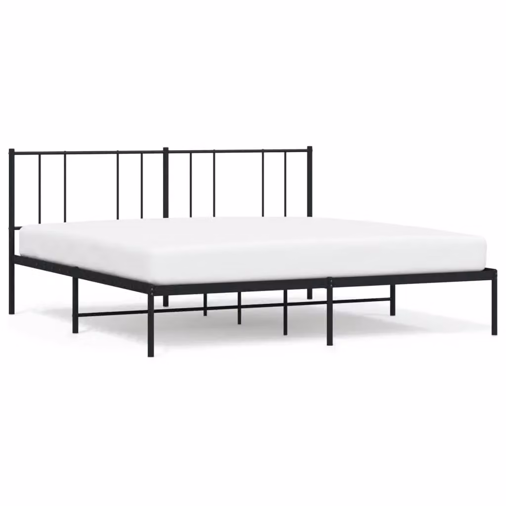 Berkfield Home Metal Bed Frame with Headboard in Black, W/D/H: 180 x 200 cm – 2