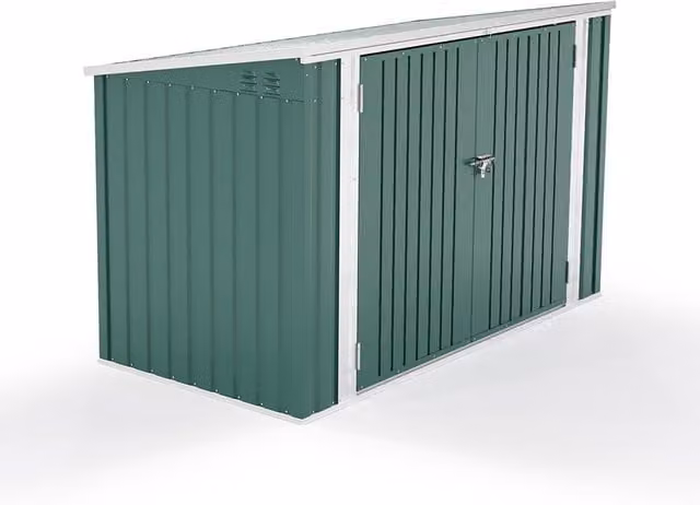 Lockable Pent Steel Garden Bicycle Storage Shed in Green