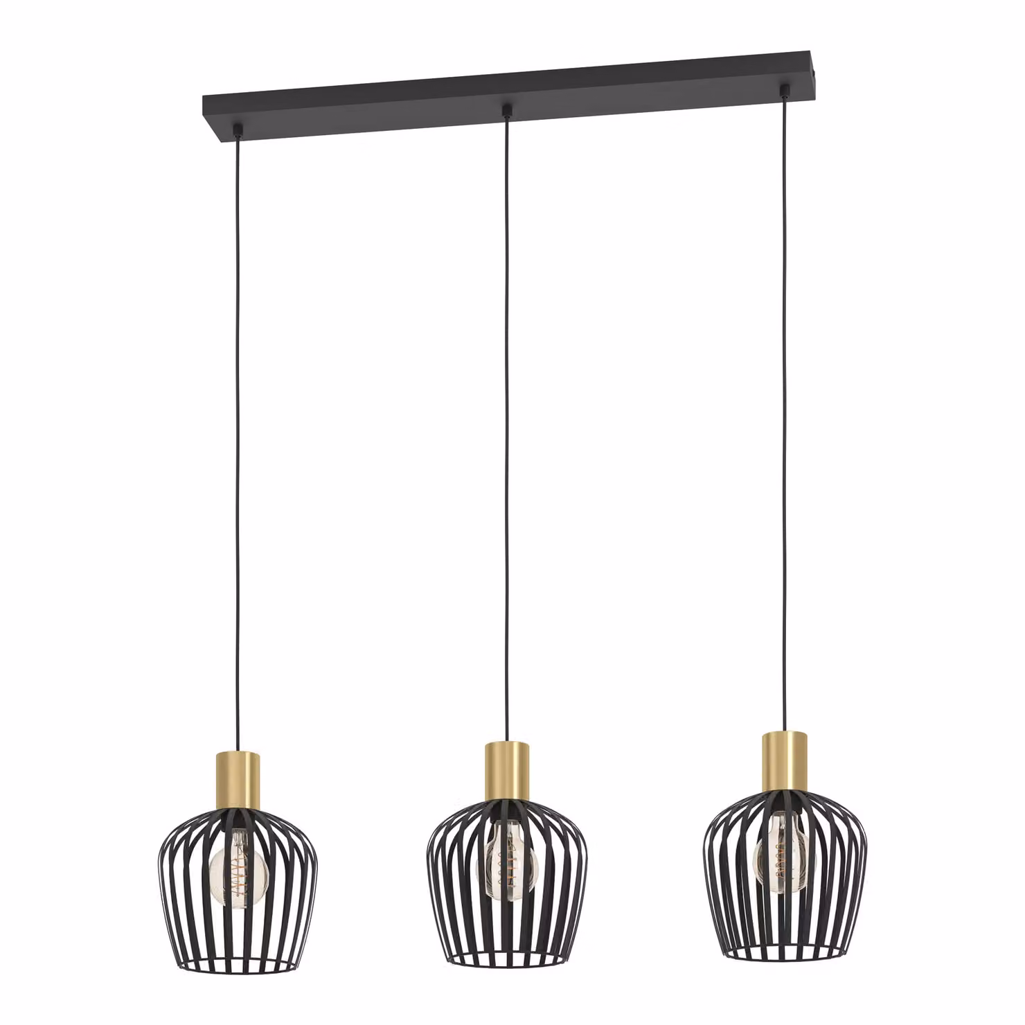 Eglo Empoli 3 Pendant Light in Black and Gold/Brass – 2
