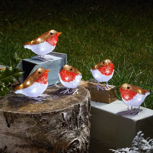 mysmartbuy InLit Mini Robins Multicolour Battery Powered LED Christmas Decorations
