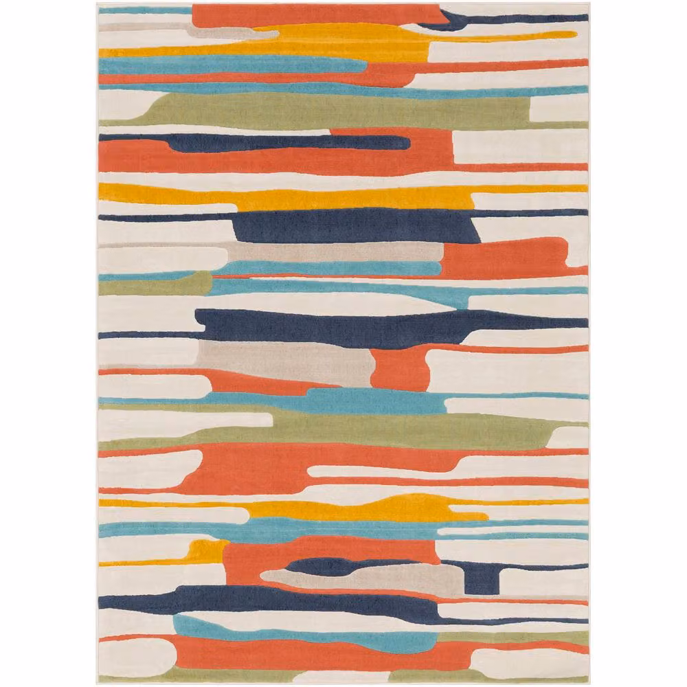 Livabliss Modern Abstract Rectangular Rug in Orange, Yellow, Grey and Multicolour, W/D/H: 120 x 170 cm – 2