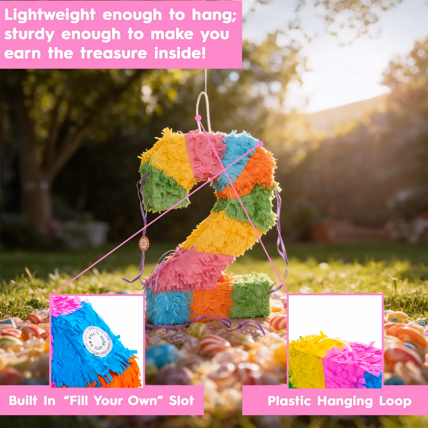 Fax Potato Multicolour Number 3 Cardboard Pinata, W: 35 cm, D: 7.5 cm, H: 50 cm – 3