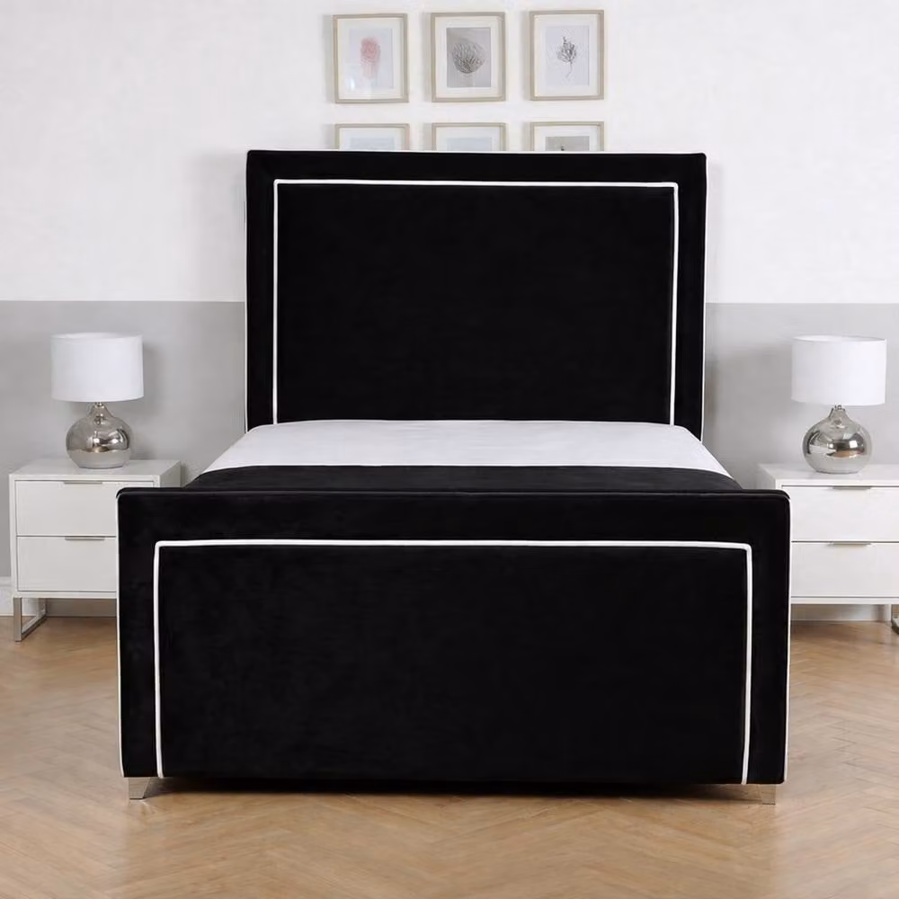 Living Comfort Bedz Verona Single Upholstered Velvet Gas Lift Storage Bed Frame in Black – 2