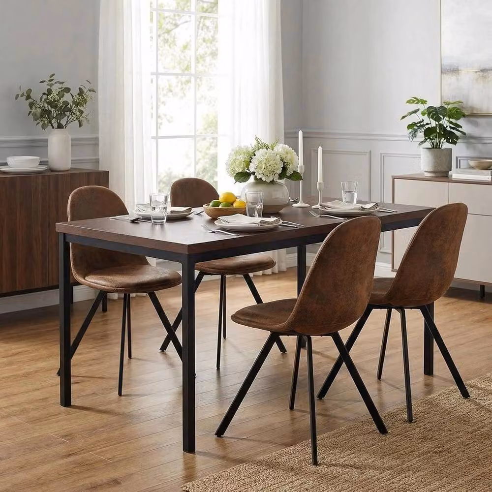 VOGREX Brown Rectangular Dining Table with Black Legs, W/D/H: 120 x 70 x 75 cm – 2