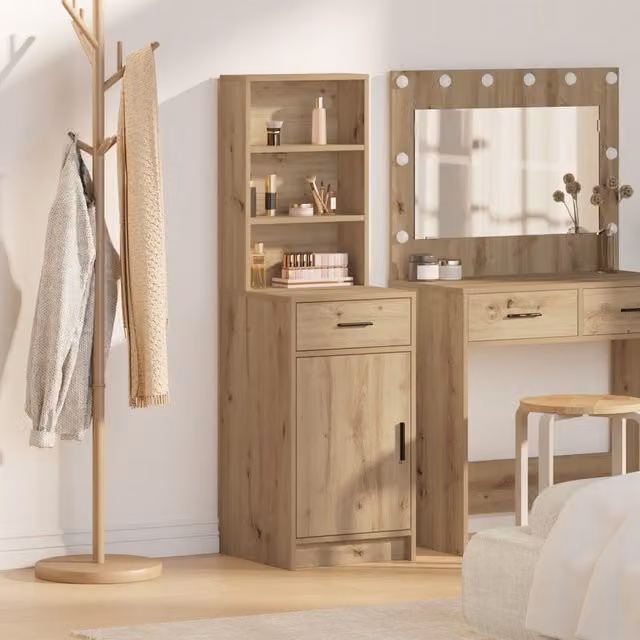 Berkfield Home Artisan Oak Highboard in Brown, W/D/H: 40 x 41 x 135 cm