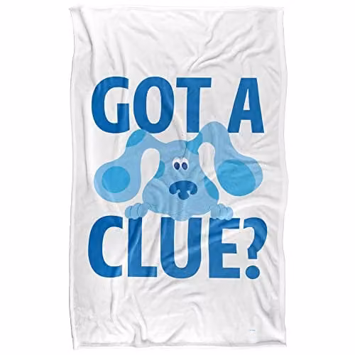 LOGOVISION Blues Clues Get A Clue Super Soft Fluffy Fleece Throw Blanket, Blue, Multicolour and White, W: 91 cm, D: 147 cm – 1