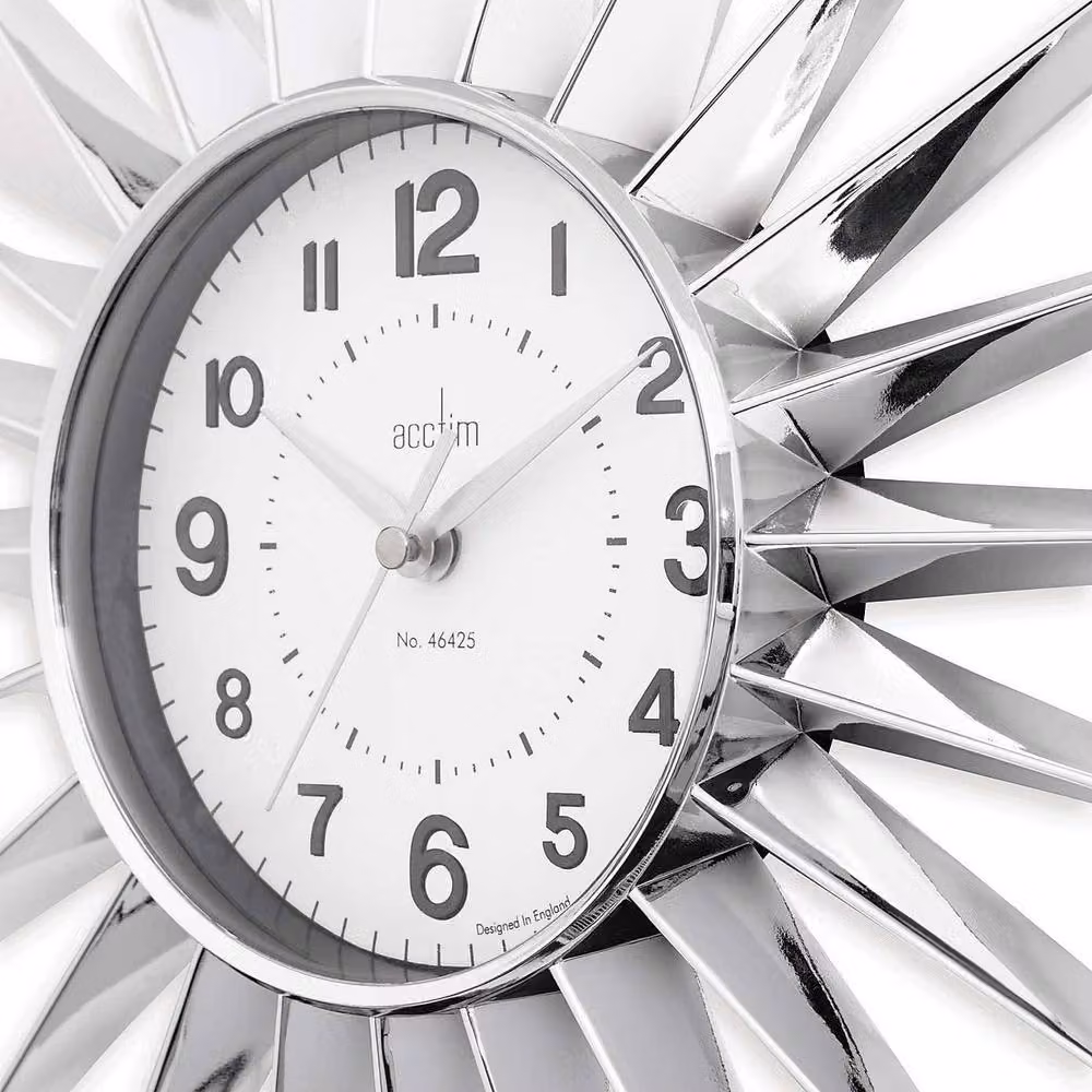 Acctim Stella Starburst Wall Clock, Silver, W/D/H: 43 x 43 x 43 cm – 2