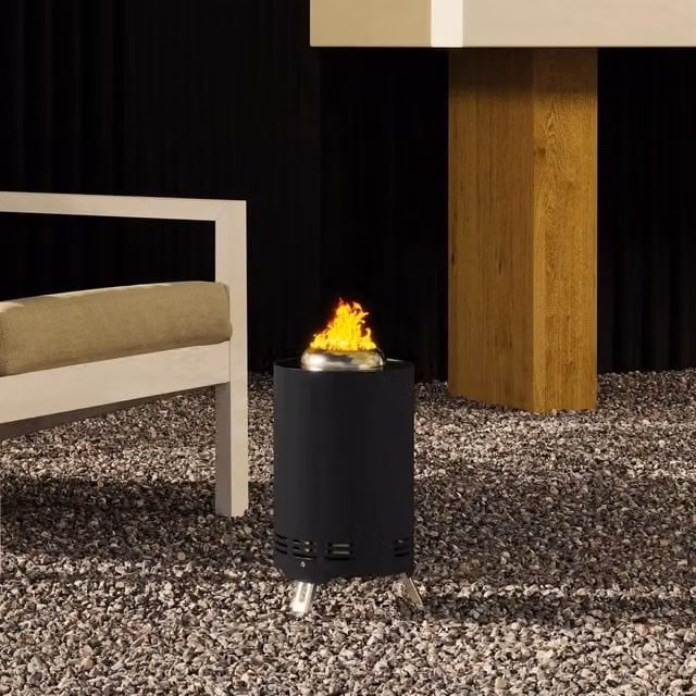EONLION Stainless Steel Smokeless Wood Burning Firepit in Black, Diameter: 100 cm – 1