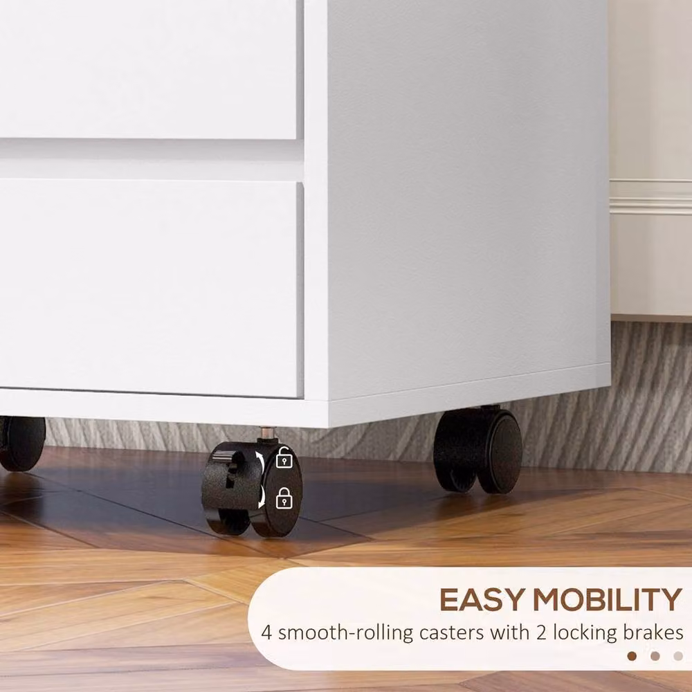 EONLION Mobile Vertical Filing Cabinet with 4 Drawers in White – 2