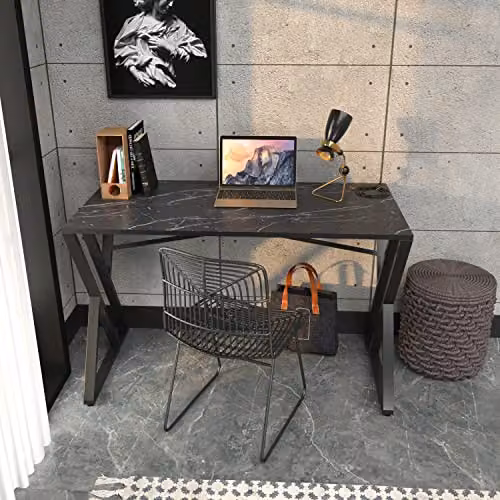 DECOROTIKA Gyza Industrial Modern Writing Desk, Black, W/D/H: 120 x 60 x 75 cm