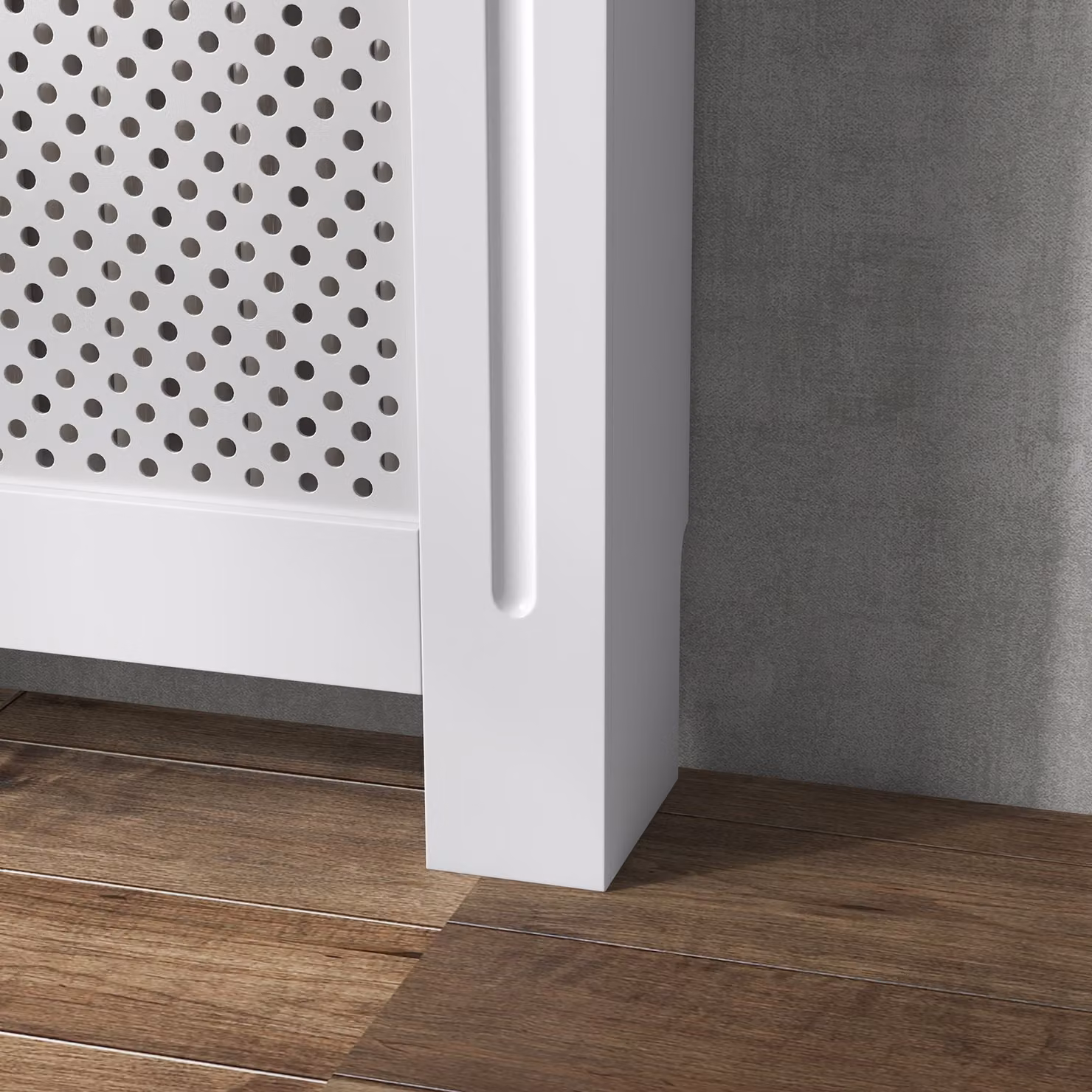 HOMCOM Modern White MDF Radiator Cover with Diamond Grill Design – 3