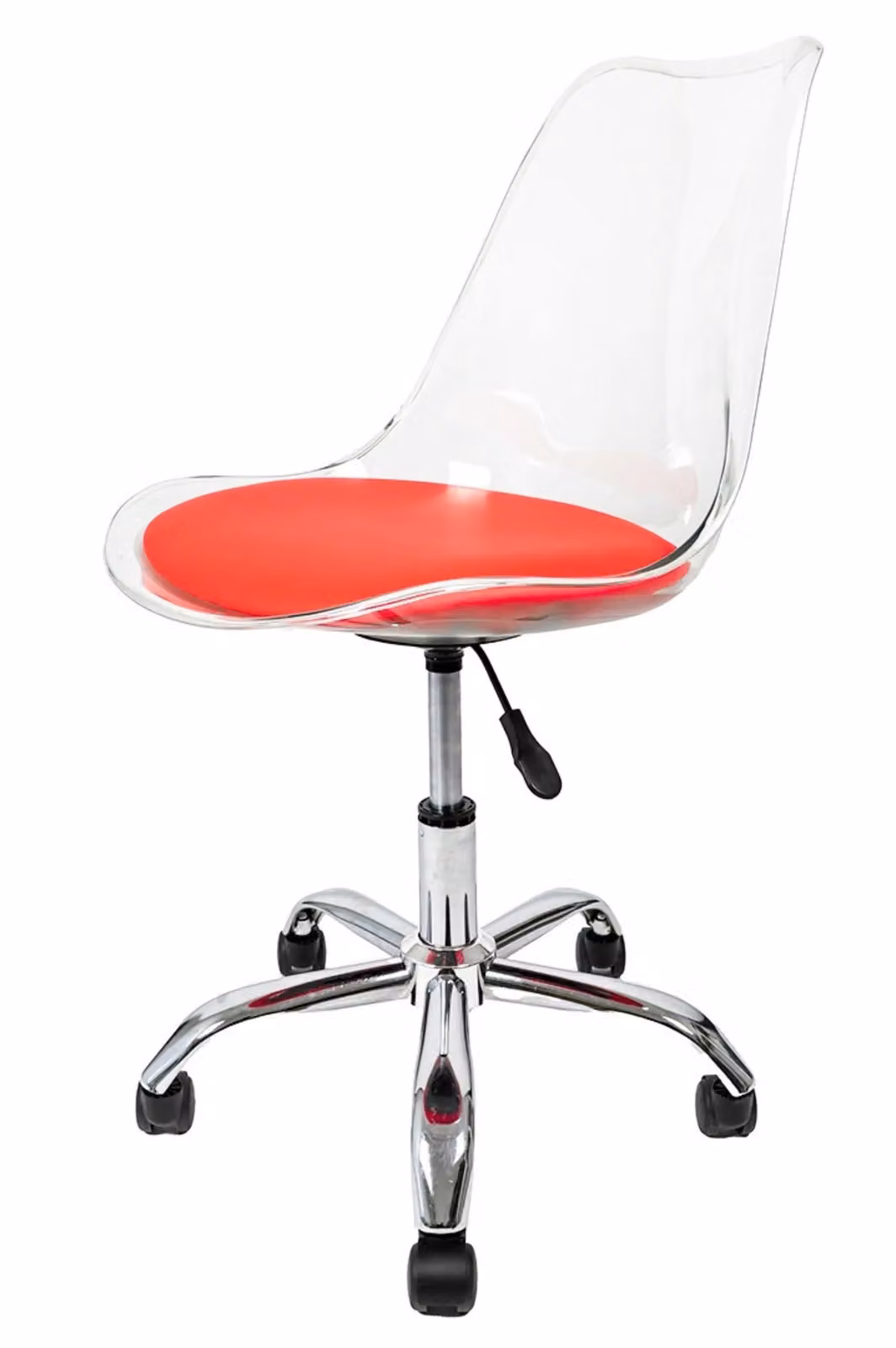 Fusion Living Soho Red Transparent Plastic Dining Chair with Swivel Base – 2
