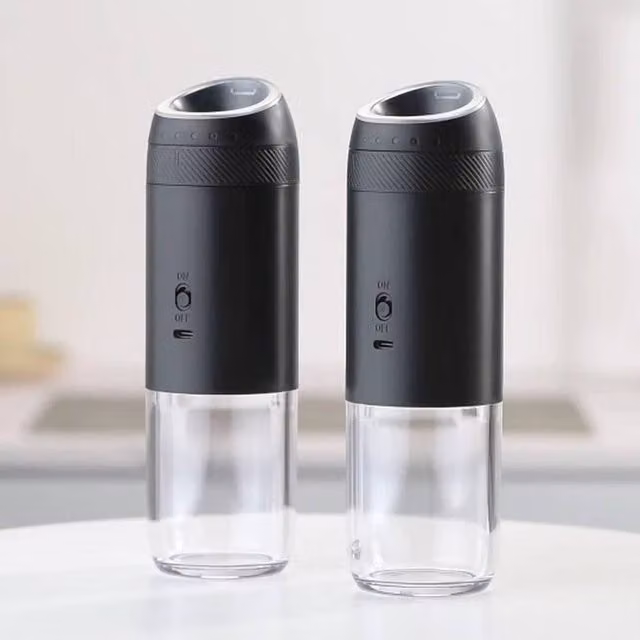 FLAVORA Rechargeable Gravity Electric Salt and Pepper Grinder in Black