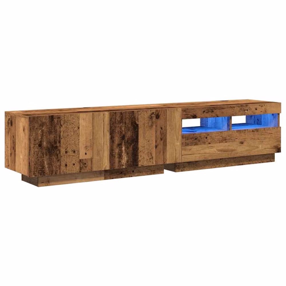 Berkfield Home TV Cabinet with LED Lights in Old Wood Brown, W/D/H: 180 x 35 x 40 cm – 2