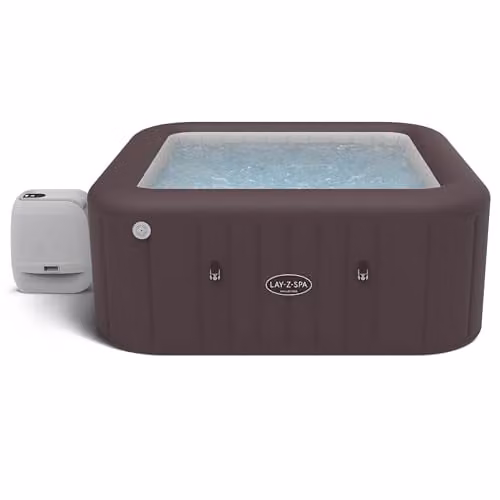 Lay-Z-Spa Maldives Brown Inflatable Square Hot Tub for 5-7 People with Wifi App Control – 1