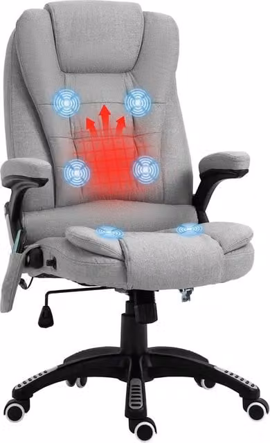 Rolipo Heated Massage Reclining Fabric Executive Office Chair in Light Grey – 1