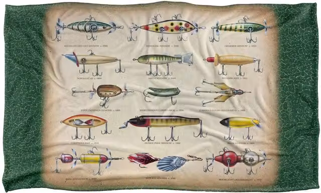 JQ Licensing Antique Flyfishing Lure Panel Super Soft Fleece Throw Blanket, Multicolour, W: 91 cm, D: 147 cm – 3