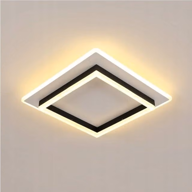 COMELY Modern LED Ceiling Light, 41W Square Lamp in Black with Warm White 3000K Light