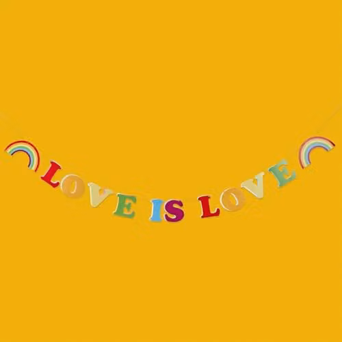 Club Green Love Is Love Rainbow Pride Party Banner, Multicolour Hanging Pennant Garland, Length: 200 cm – 2