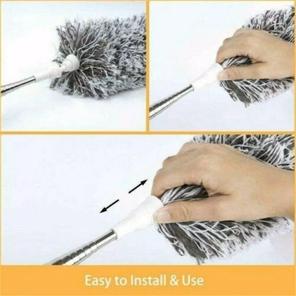FLAVORA Grey Microfibre Telescopic Bendable Duster Brush – 4