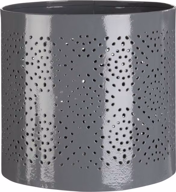 Orsina Punched Grey Metal Pillar Candle Holder