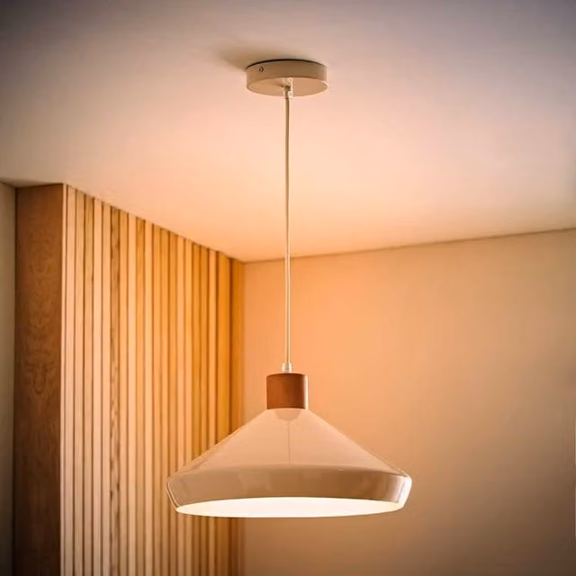 ValueLights Mid-Century Wood Dome Suspended Pendant Ceiling Light in Beige, Green, White or Yellow