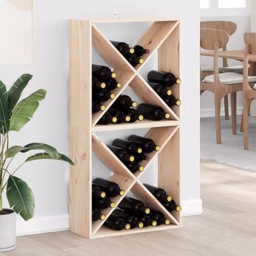 vidaXL Set of 2 Rustic Solid Pine Wood Wine Racks, Natural, W/D/H: 62 x 25 x 62 cm – 2