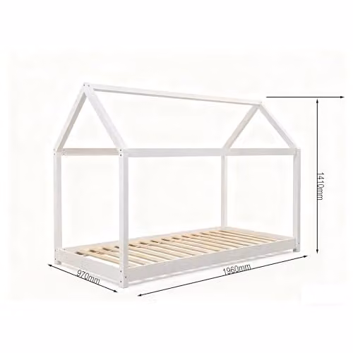 Kidsaw Jinsen White Wooden House Bed Frame for Children, W/D/H: 190 x 90 x 141 cm – 2