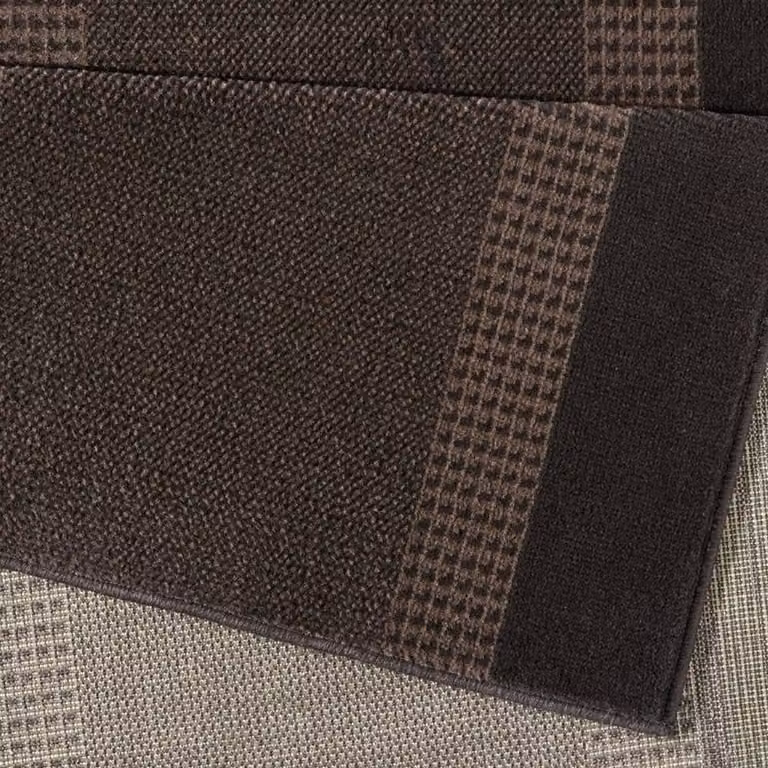 THE RUGS Designer Velours Band Brown Polypropylene Short Pile Rectangular Rug, W: 160 cm, D: 230 cm