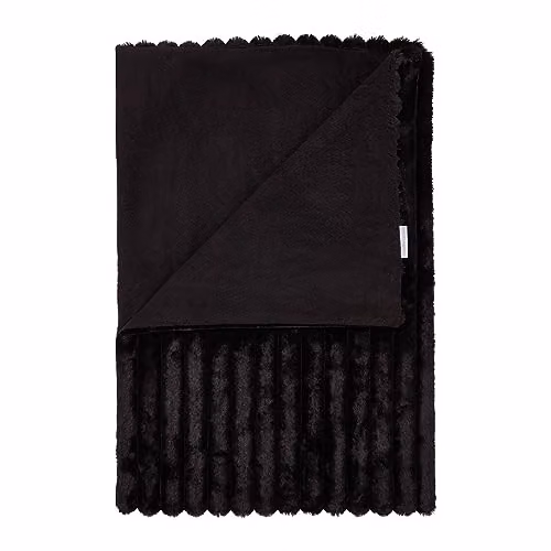 Catherine Lansfield Cosy Ribbed Faux Fur Throw Blanket, Black, W: 130 cm, L: 170 cm – 3