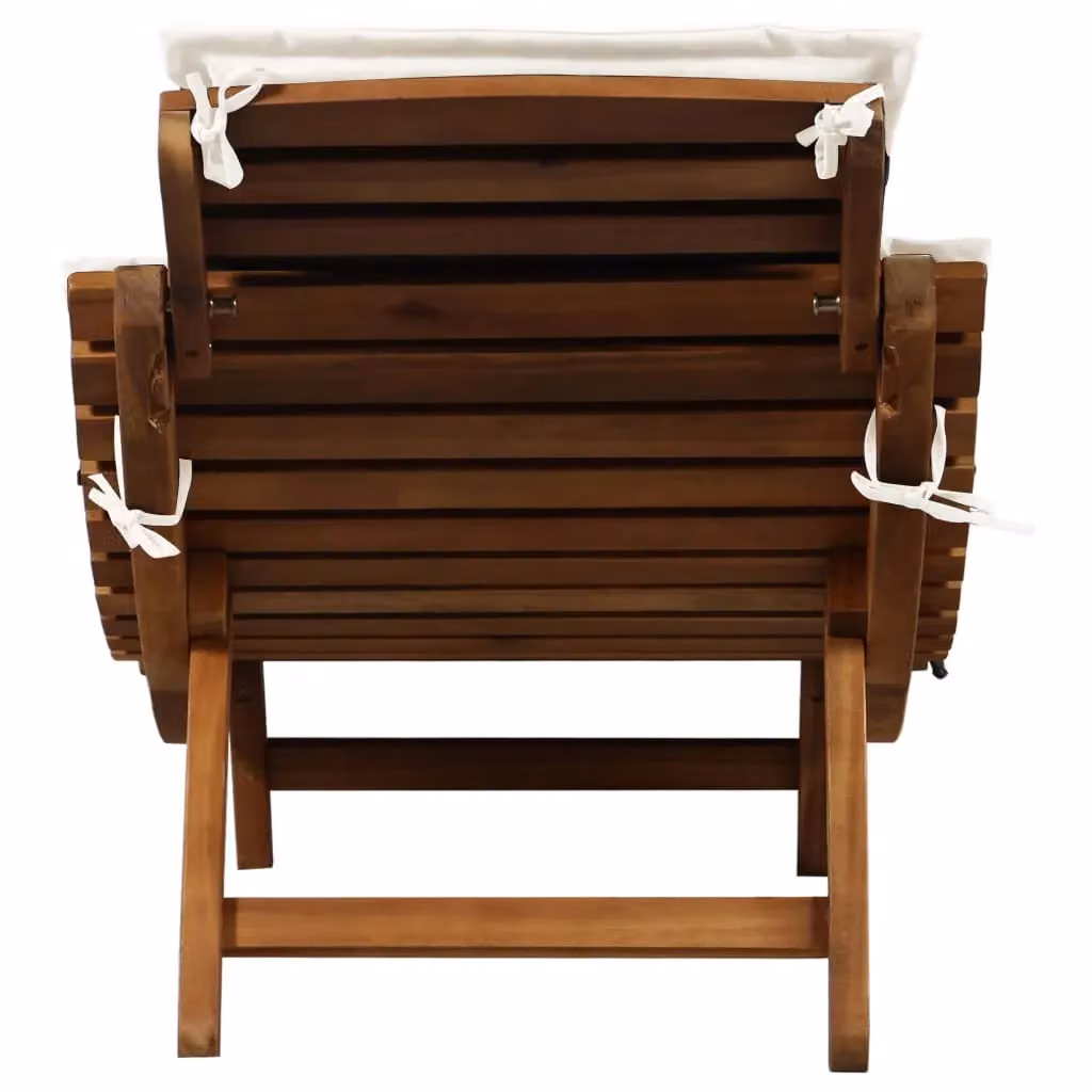 Berkfield Home Acacia Wood Sun Lounger with Beige Weatherproof Cushions – 2