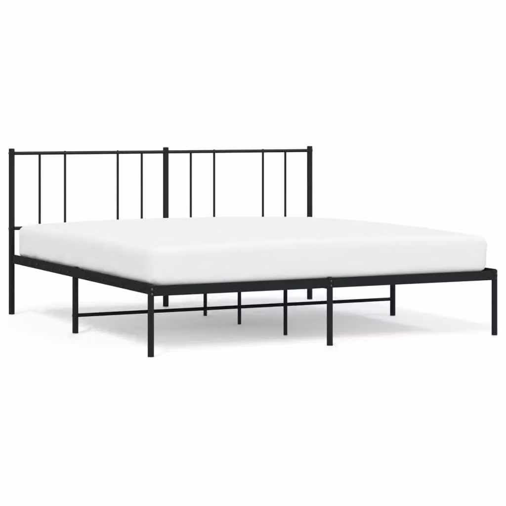 Berkfield Home Metal Bed Frame with Headboard in Black W/D/H: 193 x 203 cm – 2