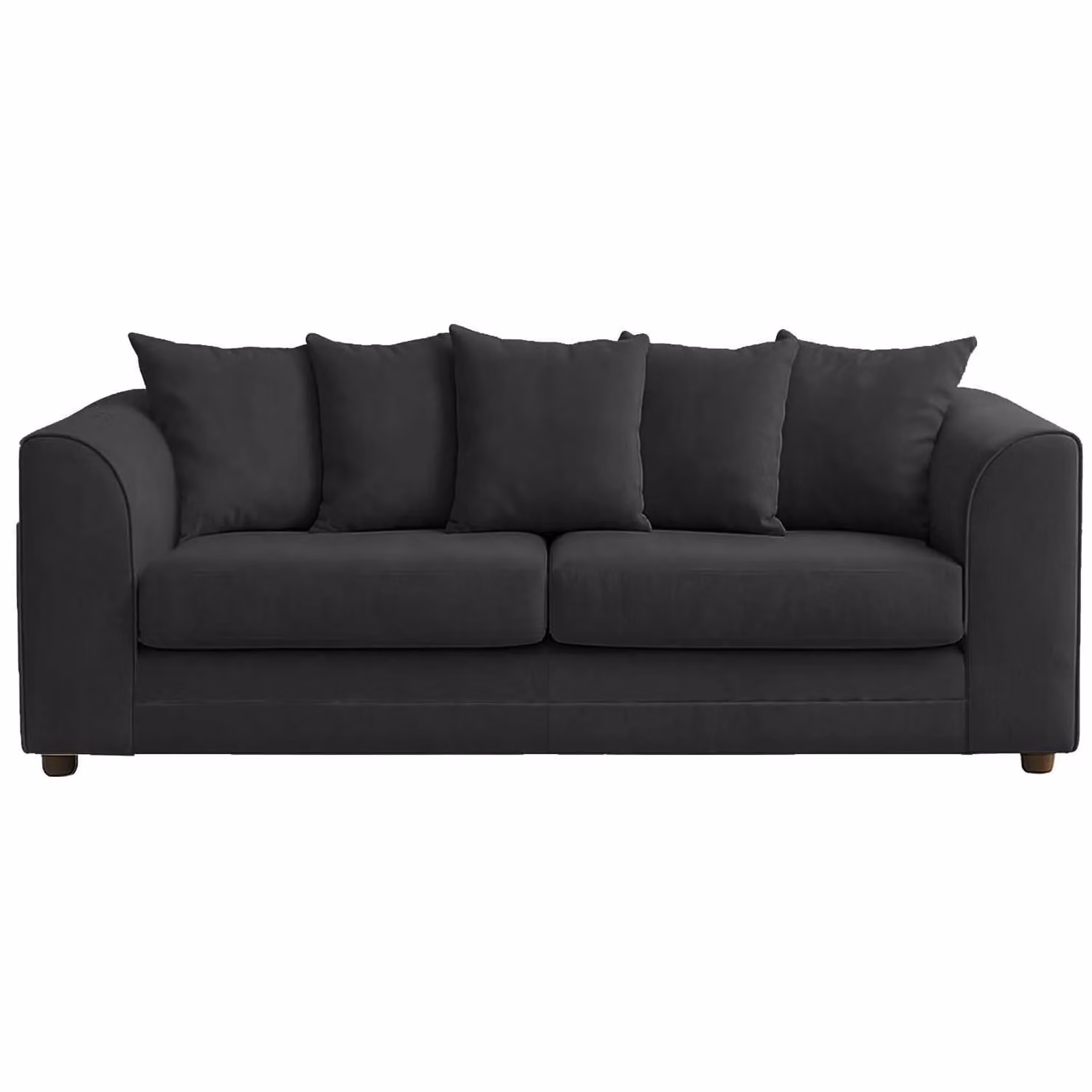 Furnishings For Less UK Casper 3 Seater Chenille Sofa with Scatter Back and Curved Arms in Black – 2
