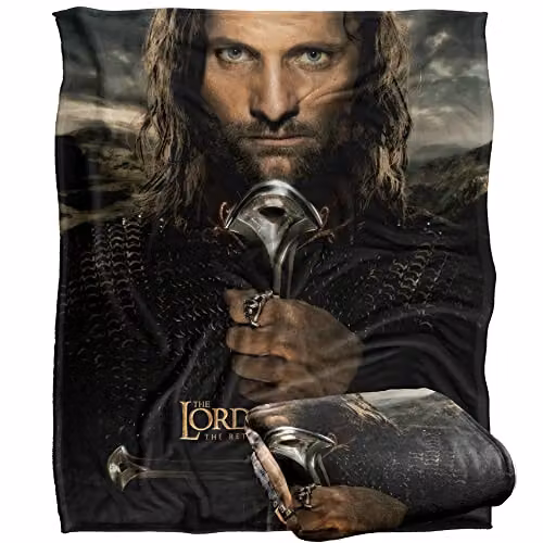 LOGOVISION Lord of the Rings Aragorn Super Soft Fleece Throw Blanket, Multicolour and White, W: 152 cm, D: 127 cm