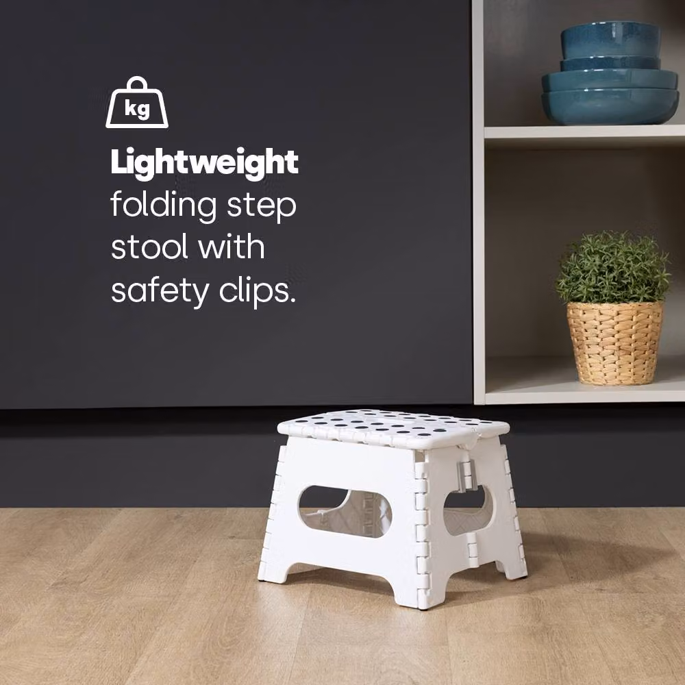 LIVIVO 9 Inch Folding Step Stool, White, 150kg Capacity – 2