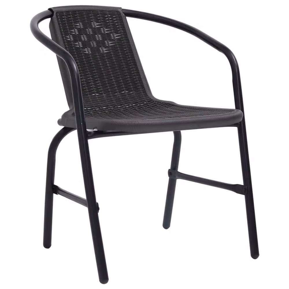 Berkfield Home Set of 4 Black Plastic Rattan and Steel Garden Chairs – 3