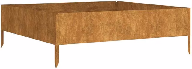 Berkfield Home Garden Square Corten Steel Raised Bed in Brown, W/D/H: 100 x 100 x 33.5 cm