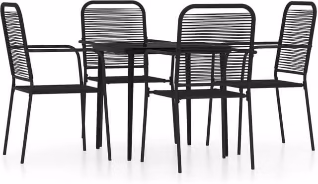 Berkfield Home 5 Piece Modern Garden Dining Set in Matt Black Metal and Glass – 1