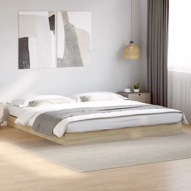 Berkfield Home Sonoma Oak Super King Bed Frame in Brown, W/D/H: 180 x 200 cm – 1