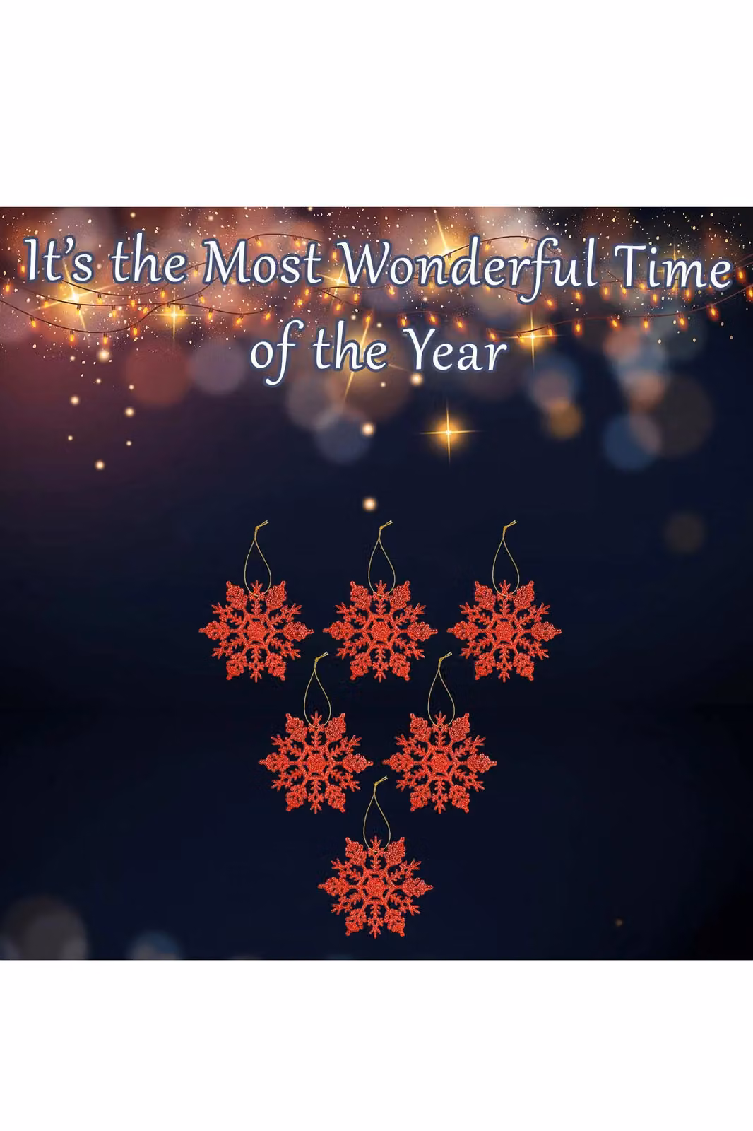 VFM e-Store Red Glitter Snowflake Hanging Christmas Tree Pendant Ornament W/D/H: 18.3 x 10.2 x 1 cm – 2