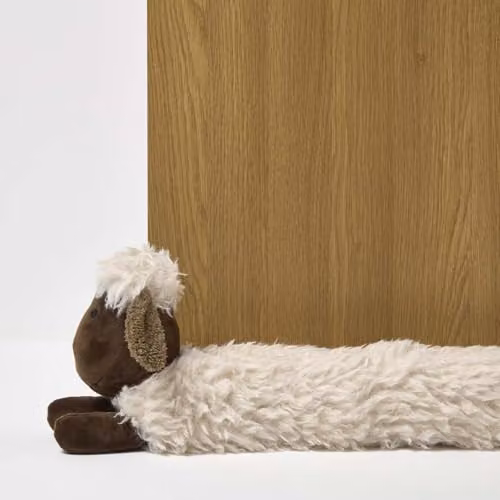 HOMESCAPES Decorative Sheep Weighted Draft Excluder in Brown and White – 3
