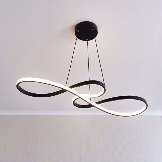 ValueLights Infinity Black Swirl Integrated LED Ceiling Flush or Pendant Light, Black, Dimmable with Remote Control – 1