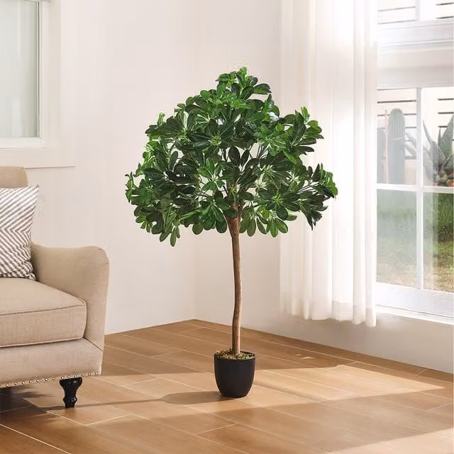 Komore Green Artificial Tabletop Schefflera Tree in Pot