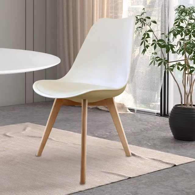Fusion Living Soho Dining Chair with Beech Wood Legs - White